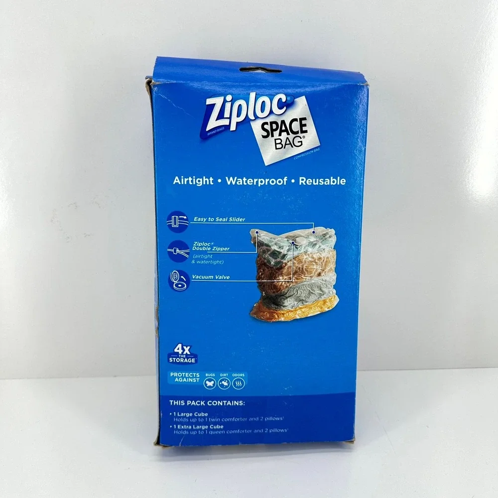 Ziploc Space Bag Cube Variety Pack 2 Count Large and Extra Large Reusable NEW